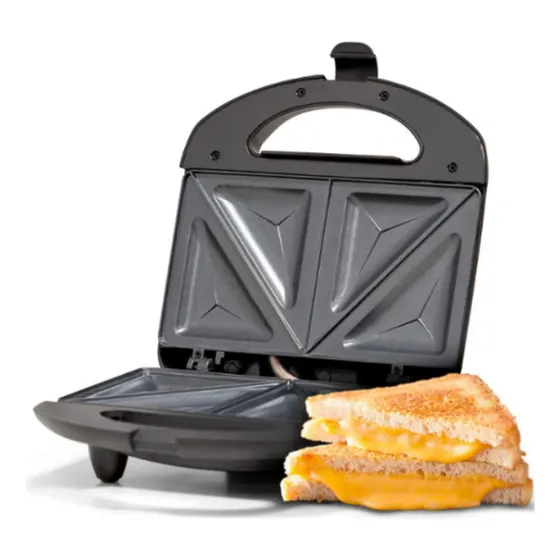 Sandwichera Eléctrica Nevashel Ad-2205, Parrilla Antiadherente Para 2 Piezas, Diseño Compacto Y Moderno Fácil De Usar Y Limpiar Ideal Para Paninis Y Sándwiches Hogar Y Oficina Color Negro