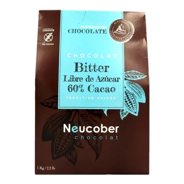 Chocolate Neucober Bitter 60% Cacao Sin Azúcar Sin Gluten