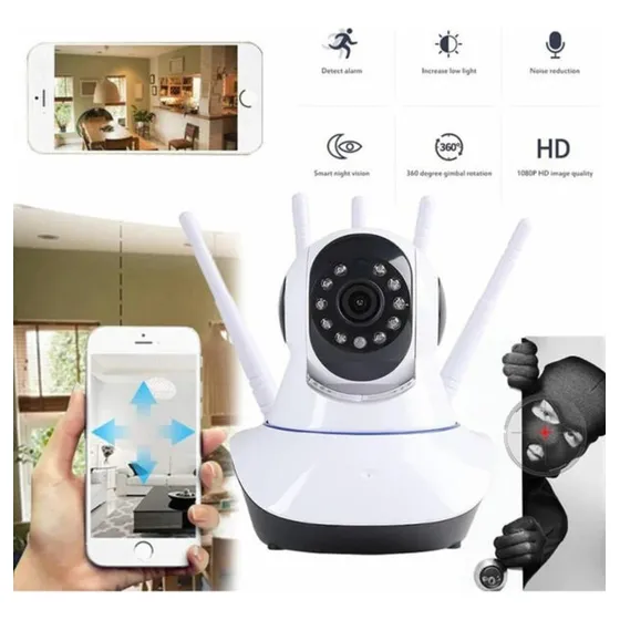 Cámara De Seguridad Ip Hd Wifi Audio 5 Antenas 1080p