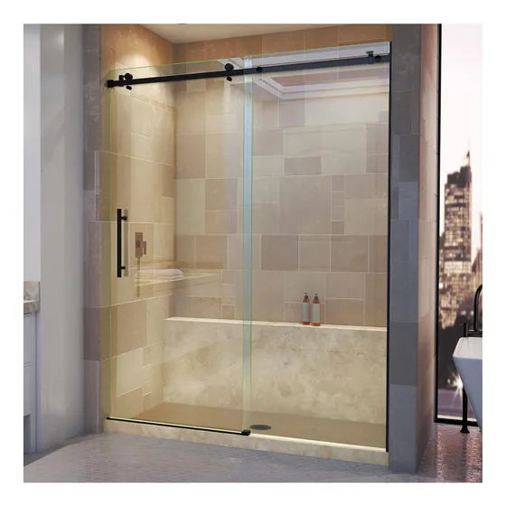 Puerta Ducha Corrediza Marco 56-60  Ancho X 76  Alto Negro