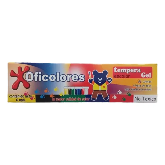Tempera De Gel Escolar 6 Colores Delphis
