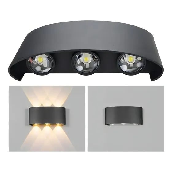 Aplique De Pared 6 Led Luz Calida Decoracion Hogar Estructura Negro cálido