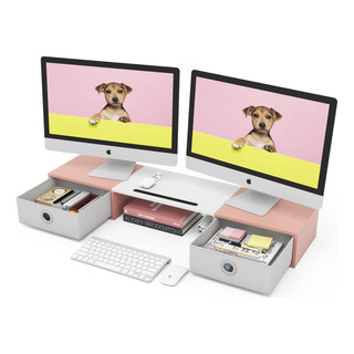 Soporte Para Monitor Westree Dual Con 2 Cajones, Capacidad D Soporte Para Monitor Westree Dual Con 2 Cajones, Capacidad D