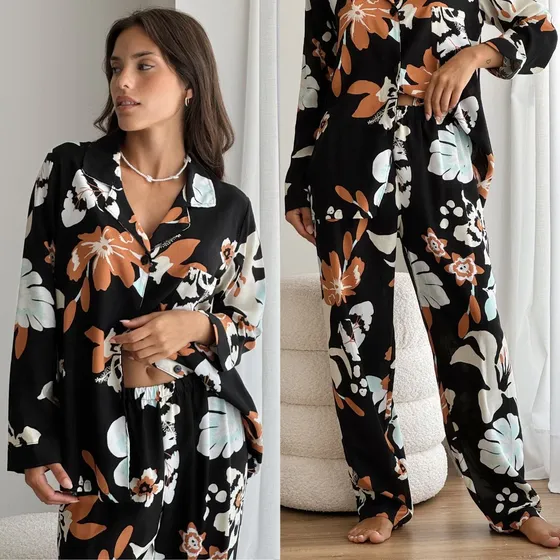 Pijama Camisero De Mujer Fibrana De Seda Comodo Senira