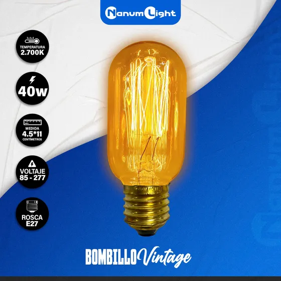 Bombillo Vintage Led E27 40w T45 (85-277v) 6500k Nanum Light