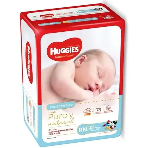 Pañales Huggies Natural Care sin género RN en pack de 20 x 20 unidades | Cuotas sin interés