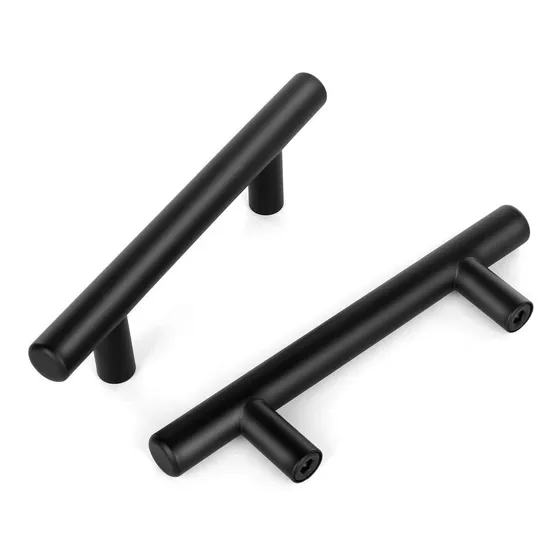 Tirador Tubular Negro Acero Inox 19cm