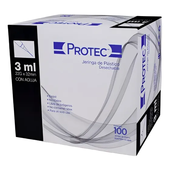 Jeringa De Plastico Desechable Con Aguja 100pz De 3ml