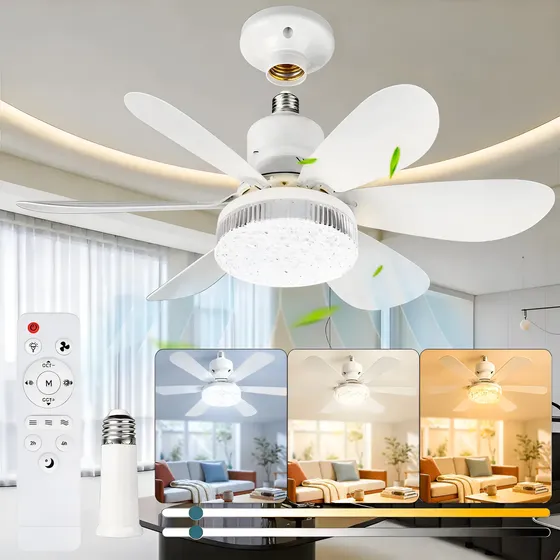 52cm Ventilador Techo Lampara Con Remoto 3 Velocid 6 Aspas