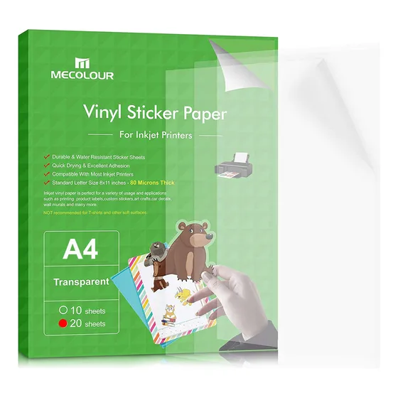 Adesivos Vinil Jato De Tinta Transparente A4 20 Folhas Mecolour