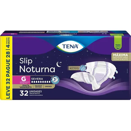 Fralda Adulto Tena Slip Noturna G Leve 32 Pague 28 Unidades