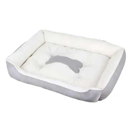 Cama Pet Pelúcia Caminha G Confortável Para Cães E Gatos Cinza Osso