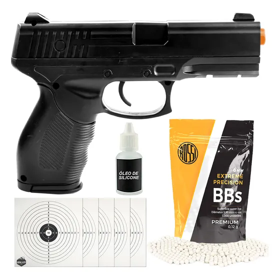 Pistola Airsoft Rossi 24/7 V310 6mm Completo Alvo E Munições