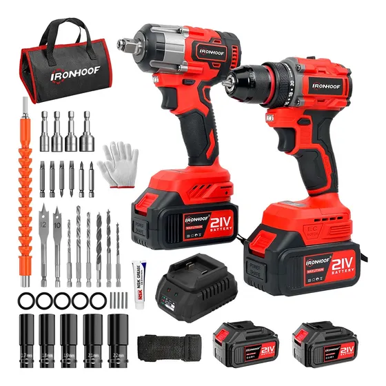 Taladros Atornillador Y Impacto Inalambrico Sin Escobillas Color Rojo Ironhoof CYMXF134RB