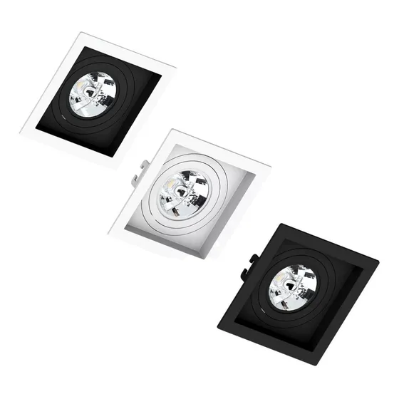 Spot De Embutir Recuado Ar70 Branco Com Fundo Preto Gu10