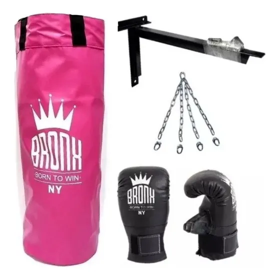 Bolsa De Boxeo 0.90 Mts + Guantines Kickboxing + Soporte 