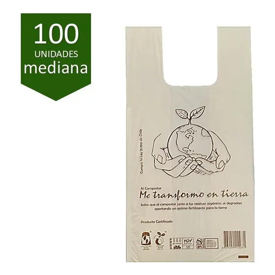 Bolsa Biodegradable Compostable Camiseta | 42x50cm | 100und 