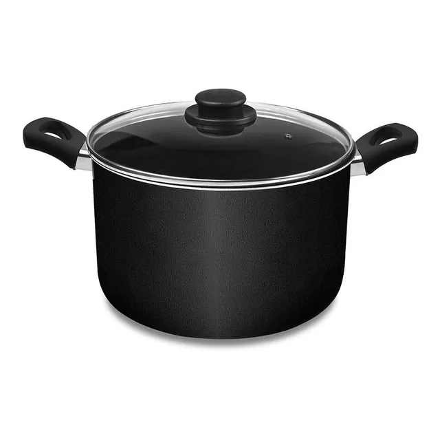 Olla Vasconia Básicos Negra 24cm De Aluminio Y Antiadherente Color Negro