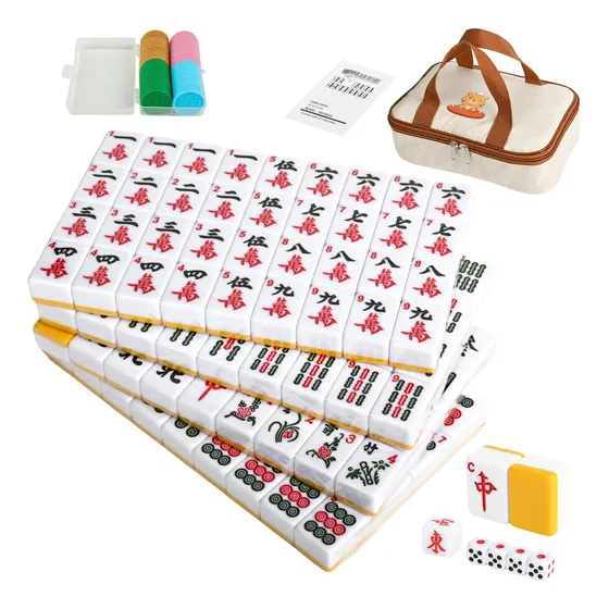 Conjunto De Mahjong Chinês Qymzka Small Mahjong, 144 Peças D