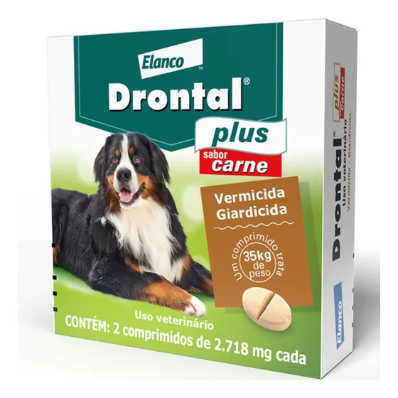 Vermífugo Drontal Plus Sabor Carne Cães De 35 Kg 2 Comp