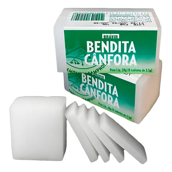 Kit C/2 Bendita Cânfora 8 Tabletes Multiuso Fragrância Menta