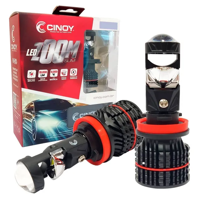 Lâmpada Led H8 H11 H16 Mini Projetor Zoom Slim 6k 10000lm