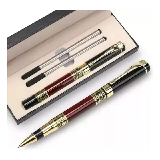Pluma De Acero Con Recambio Y Caja De Regalo