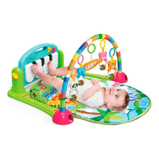 Gimnasio Piano Manta Con Sonajeros Para Bebe Color Verde