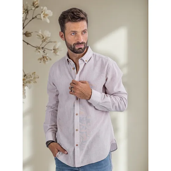 Camisa De Hombre Con Botones Ufo Railway Rosada Oferta