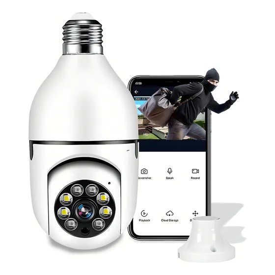 Camera Segurança Lampada Wifi 360° Noturna Fácil Instalar Ip Cor Branco