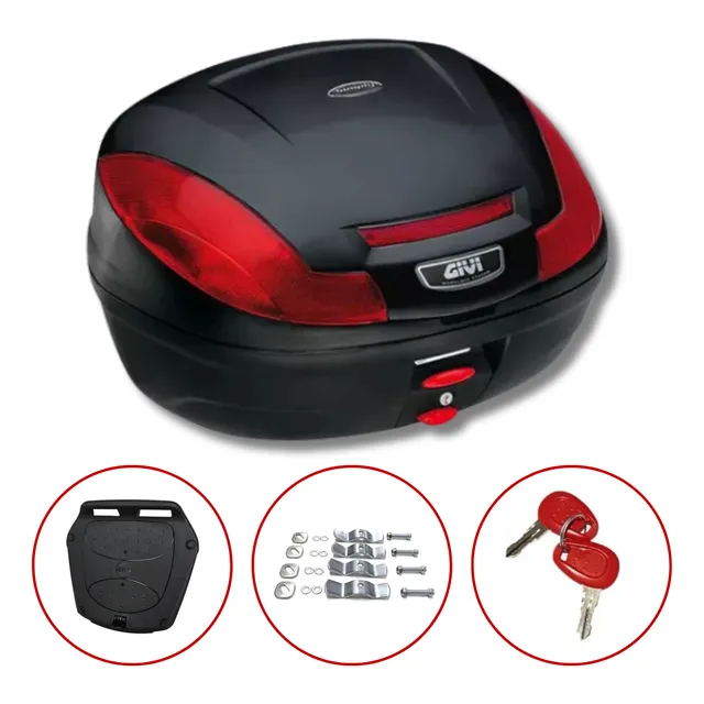 Bauleto C/base Monolock Vermelho Givi 47 Litros 2 Capacetes