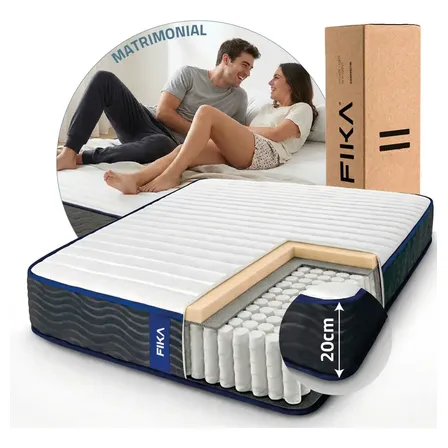 Colchón Matrimonial En Caja Espuma Y Resortes Fika Pocket 135x190 Blanco
