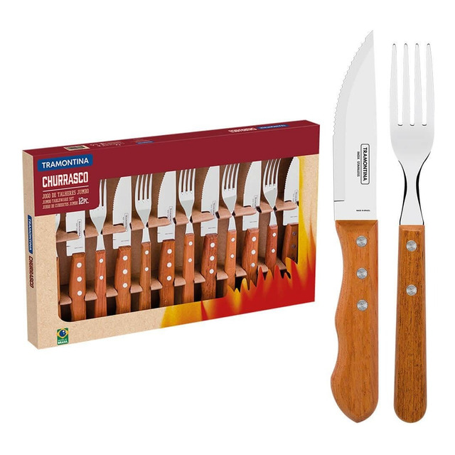 Kit Churrasco 12 Peças Jumbo Garfo Faca Tramontina 2239906 Kit Churrasco 12 Peças Jumbo Garfo Faca Tramontina 2239906