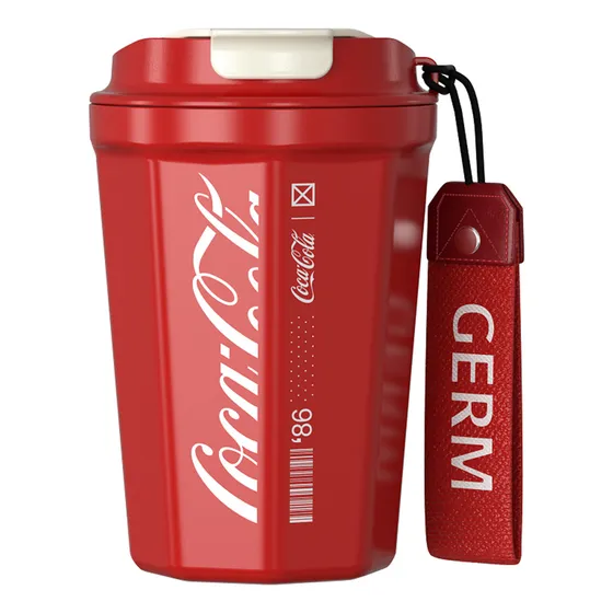 Cocacola Termo Clásico Oficial De 390ml, Acero Inoxidable 316 Grado Alimenticio, Mantiene Frío O Caliente, Hermético Y Portátil Con Boca Ancha Y Base Antideslizante Rojo