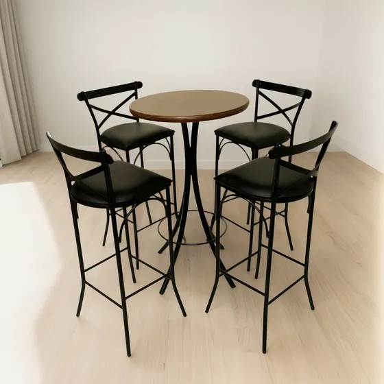 Jogo Mesa Bistrô Katrina Com 4 Banquetas Reisol