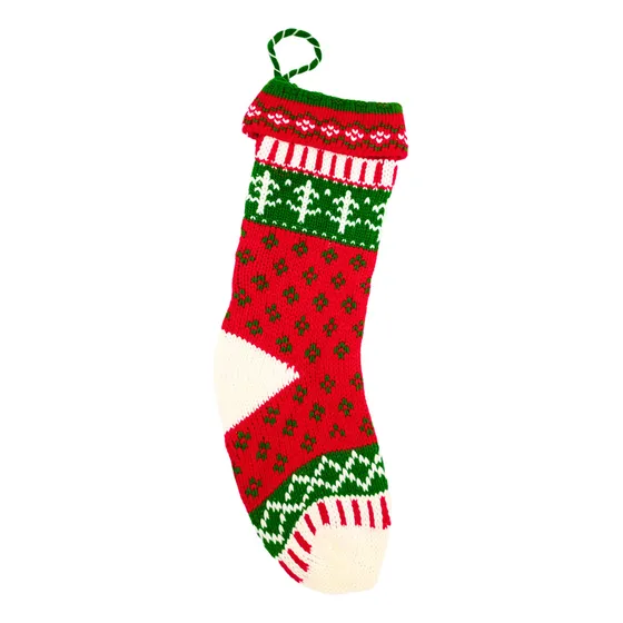 Botas Navideñas Xl Tejidas Decoracion Navidad Adorno X1 Color Rojo Tejido