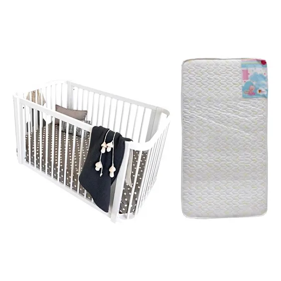 Cuna Evolutiva Oval 4 En 1 Colecho Cama Con Colchon 130x70