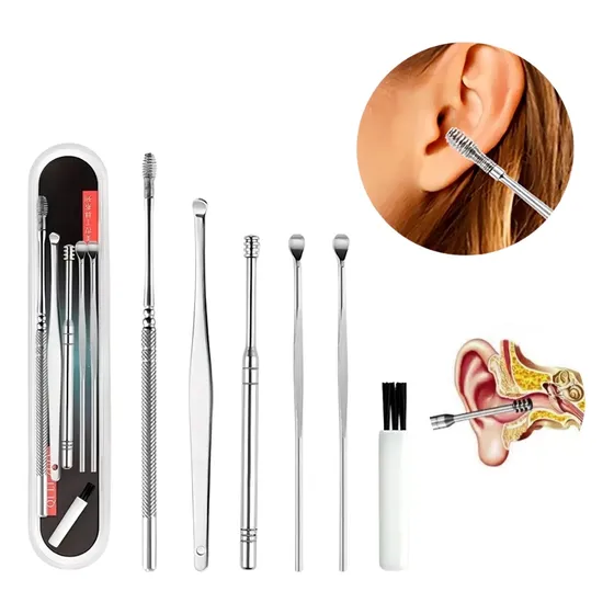 Kit 5 Peças Limpa Cera De Ouvido Limpeza Auricular Extrator