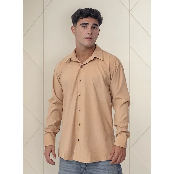 Camisa Lisa Manga Larga Luxo Fax Biscuit
