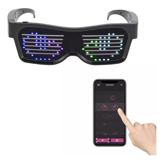 Óculos De Luz Led Personalizáveis Com Aplicativo Bluetooth