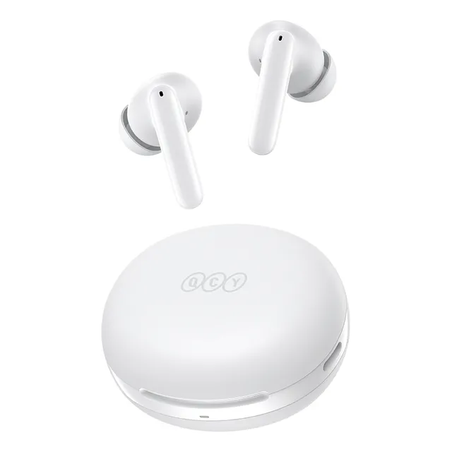 Audífonos Inalámbricos QCY T13 ANC2 Cancelación Activa de Ruido -28dB Bluetooth 5.3 con 30 Horas de Uso Sonido Personalizable Modo Transparencia Carga Rápida USB-C Color Blanco