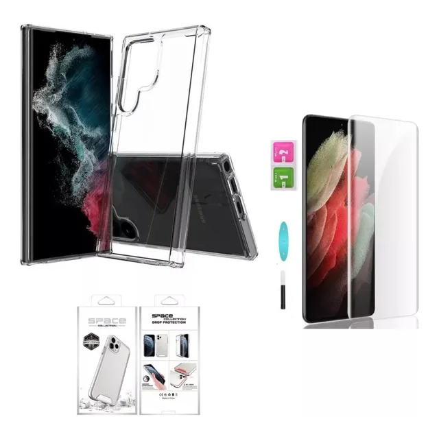 Case Funda Clear Para Samsung S23 Ultra + Mica Uv Pantalla