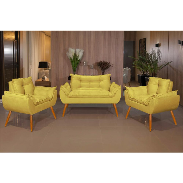 Kit Namoradeira Opala + 2 Poltronas Para Sala  Balaqui Decor