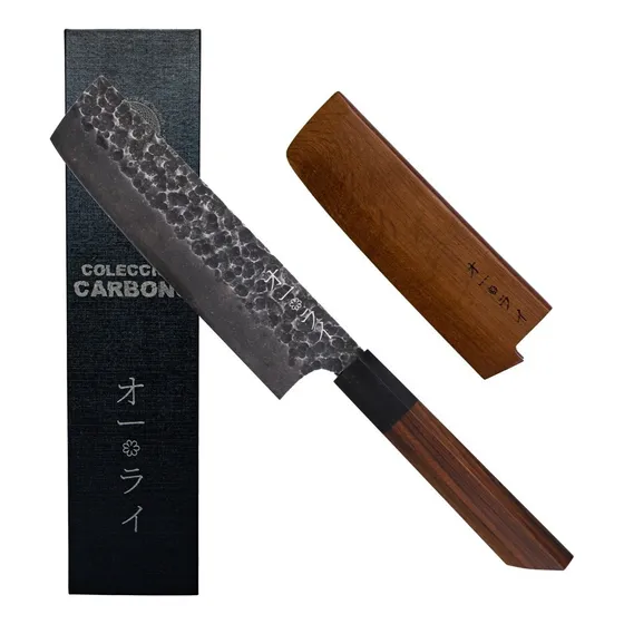 Cuchillo Nakiri Acero Carbono Japonés Profesional C/funda