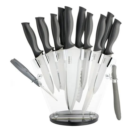 Set De Cuchillos Gibson 16pzs C/ Base Acrílica Acero Inox