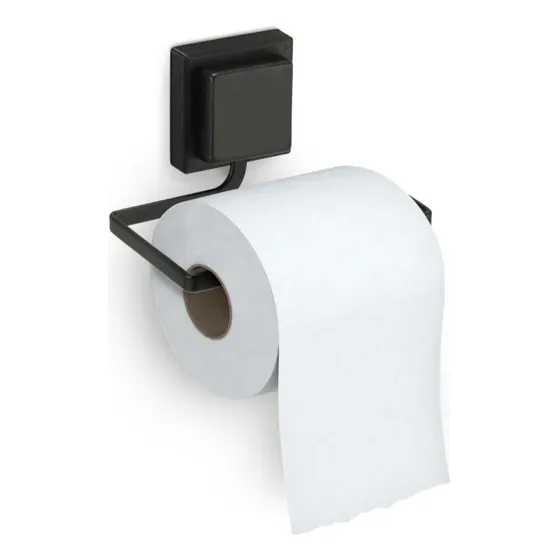Suporte Porta Papel Higiénico Papeleira Parede Fixação Sem Furos Dupla Face 3M Black Preto Arthi