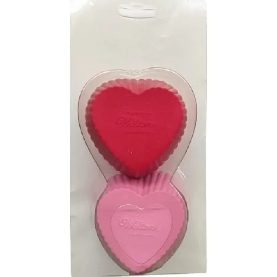 Moldes Cupcakes Silicon Forma Corazon Acanalado Wilton 12 Pz