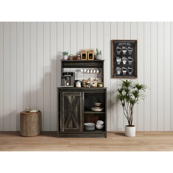 Credenza Multiusos De Madera Para Sala Y Recámara Modernas Negro