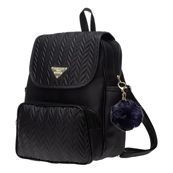 Mochila Feminina Bolsa Escolar Reforçada Trabalho C/ Pompom