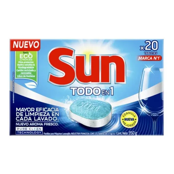 Pastillas Detergente Lavavajillas Sun Todo En Uno